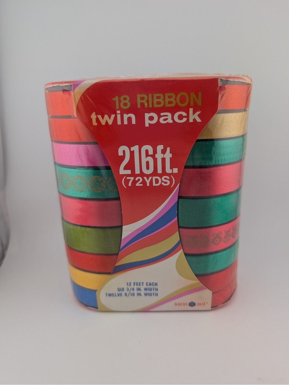 Vintage Satin Glo Christmas Ribbon 216 ft 72 yds Twin Pack Multicolor